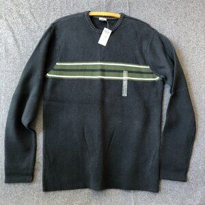 Old Navy Navy Striped 100% Cotton Pullover Sweater Men's L